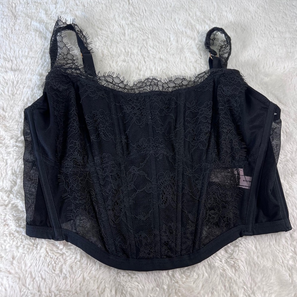 Victorias‎ Secret Dream Angels Black Lace Corset Top Bustier M-DD 528124-QB4